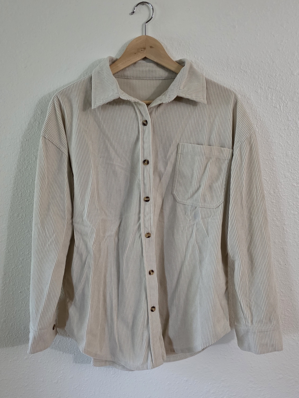 Women's Cream Corduroy Button-Up Shirt